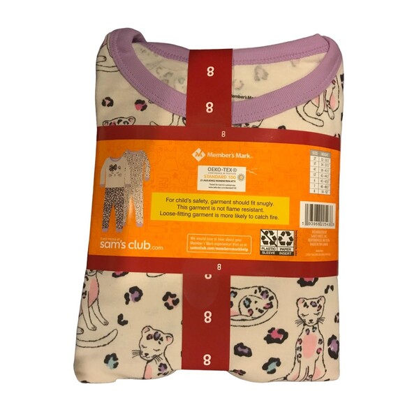 2 pair Girl's size 8 Pajamas (4 pieces) Cats Members Mark - Picture 2 of 2